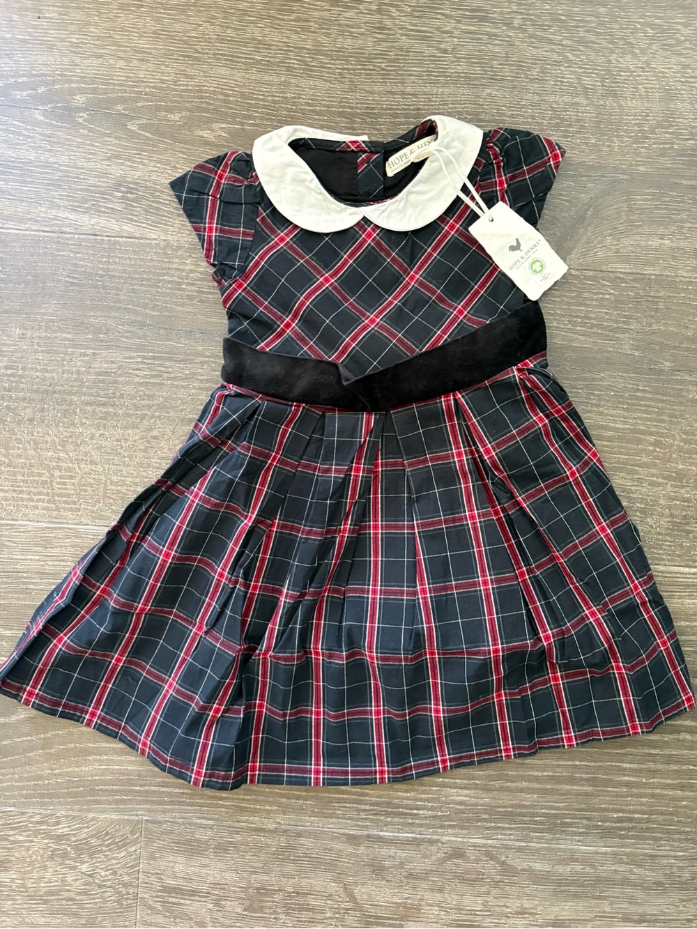 Hope & Henry NWT Plaid Peter Pan Collar Dress 2T Holiday Christmas